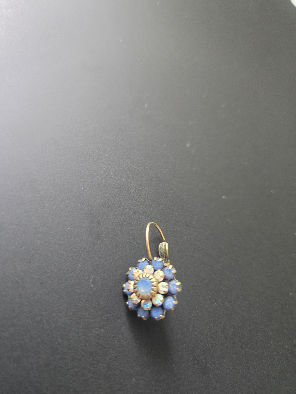 Single Mariana Gold-Tone Blue Floral Drop Earring